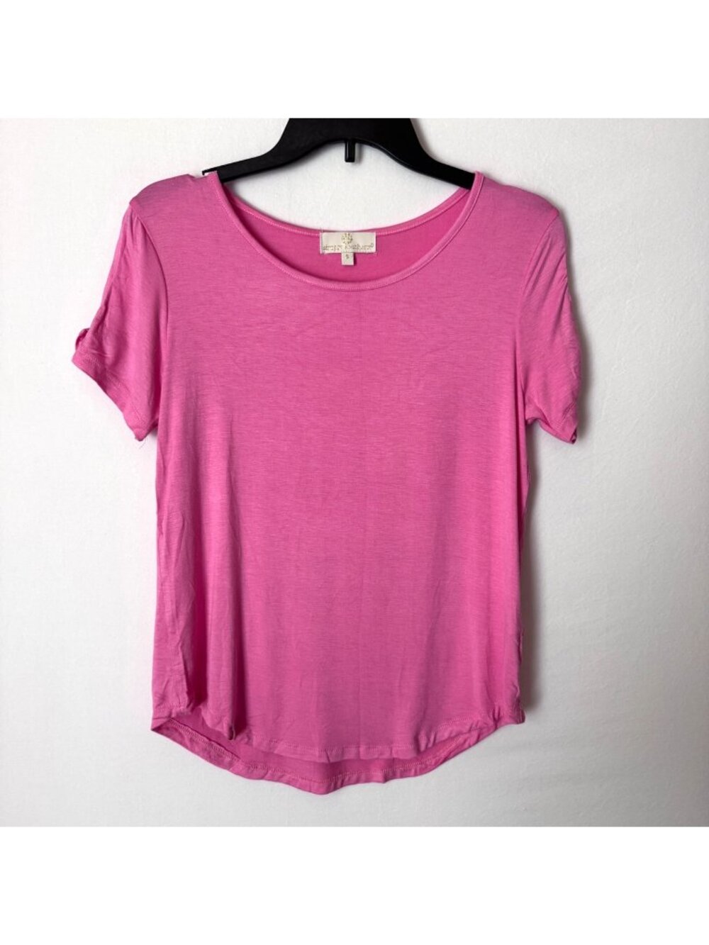 Simply Southern Collection Women Pink Short Sleeve Cutout Sleeve Soft Top Size S